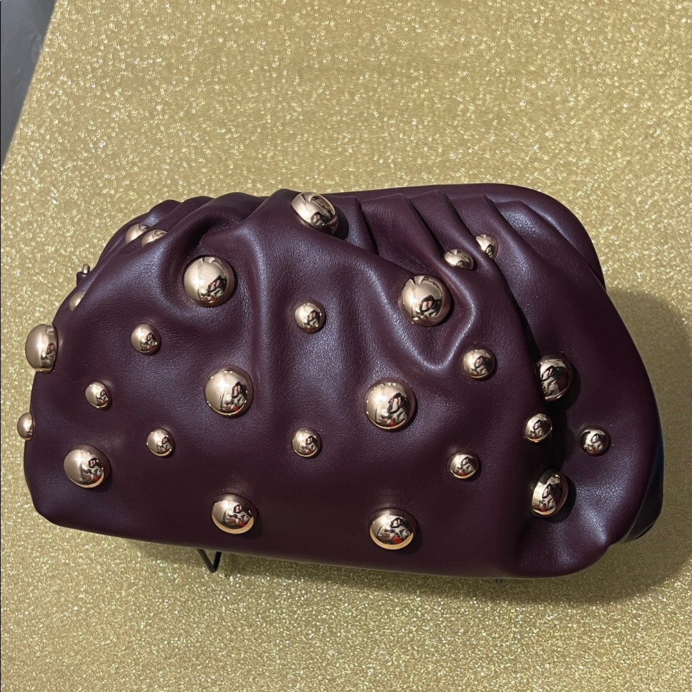 Burgundy Evening Clutch with Gold Accents